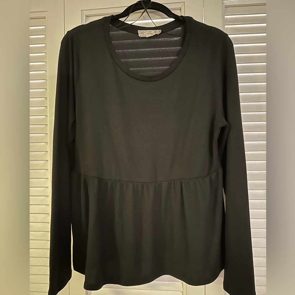 Pink Republic Black Peplum Long Sleeve Top